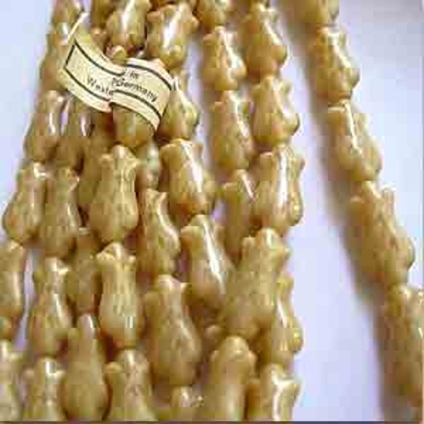 10 vintage west german silky tan glass beads #9441