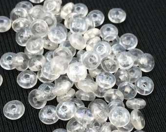 100 Vintage Clear Czech Rondelle Iridescent Glass Beads