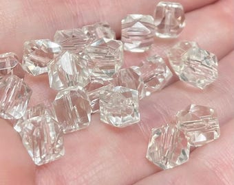 20 Vintage Japan Fancy Machine Cut Clear Glass Beads #9478