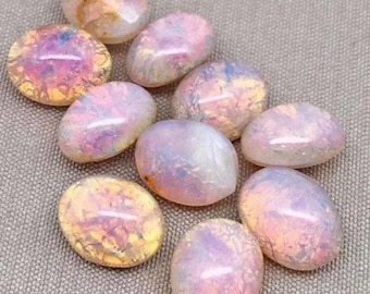 20 Vintage Fire Opal Oval Glass Stones