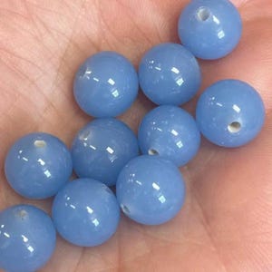 10 Vintage Blue Japan Opal Round Glass Beads