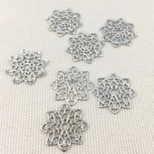 20 Vintage Silver Filigree Metal Findings 16mm
