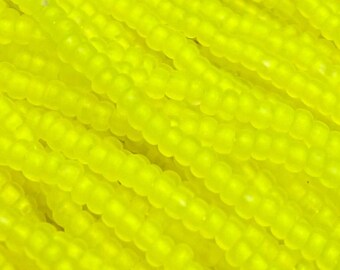 1 Strang Gesäumte Matte Neon Gelbe Tschechische Glasperlen