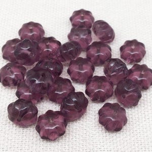 24 Vintage Purple Amethyst Rondelle Glass Beads
