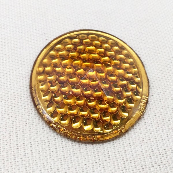 1 Vintage Gold Czech Bike Reflector Cabochon 37mm