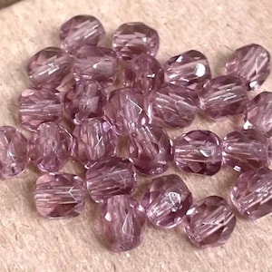 50 Vintage Amethyst Bohemian Czech Faceted Glass Beads