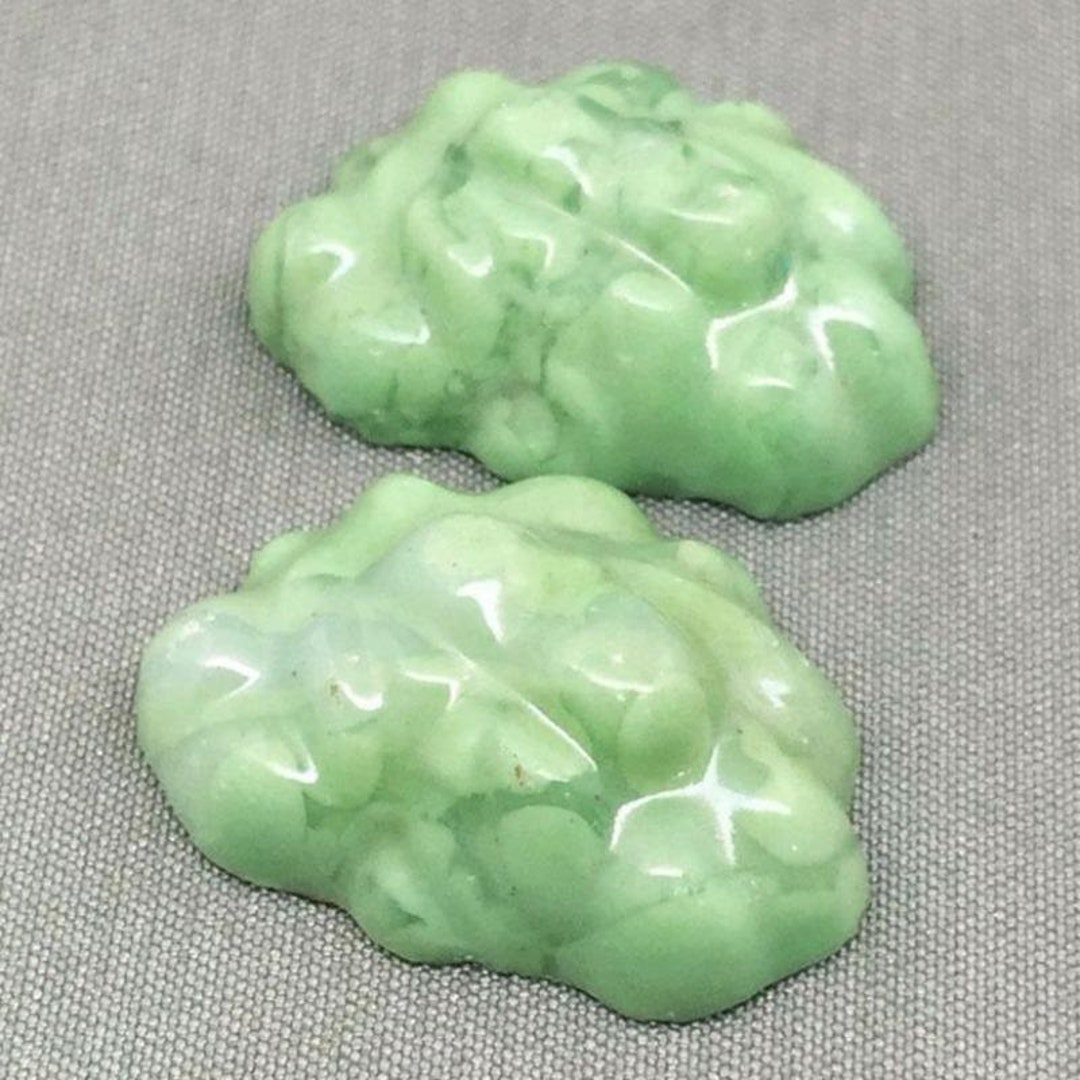 1 Vintage Sage Green Nugget Japan Glass Cabochon Etsy