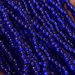 1 madeja de cuentas de semillas de vidrio checo con revestimiento de plata y cobalto azul