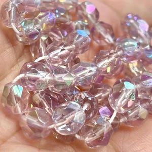 50 Purple Light Amethyst AB Czech Fire Polished Glass Beads