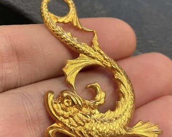 1 Vintage Brass Sea Serpent Right Metal Stamping