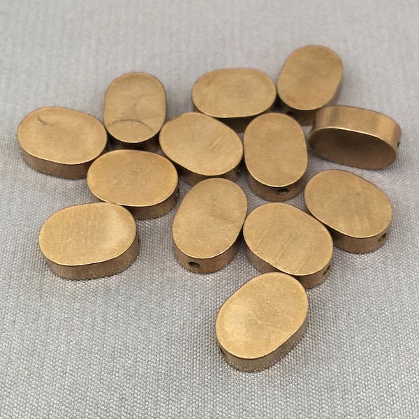 10 Vintage Solid Heavy Brass Oval Metal Beads 10mm x 7mm