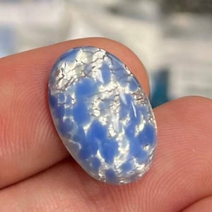 2 Vintage Blue Sapphire Light Japan Foil Oval Glass Cabochons