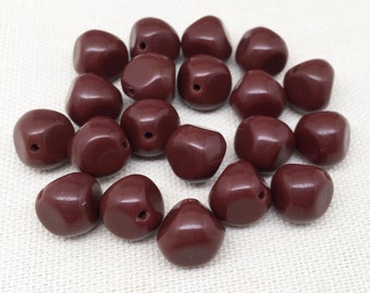 20 Vintage Reddish Brown Czech Nugget Glass Beads