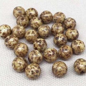 25 Goldene Braune Picasso Tschechische Runde Glasperlen