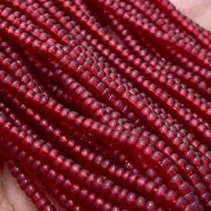 1 Hank Red Ruby Dark Czech Matte Glass Seed Beads
