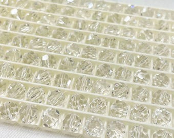 12 Vintage Clear Round Swarovski Crystal Beads