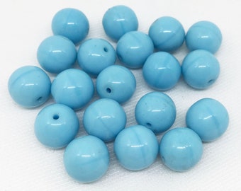 20 cru Baby Blue Czech Round Glass Perles 10mm