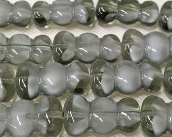 4 Vintage German Graduated Grey Givre Glass Beads