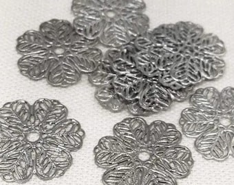 10 componentes metálicos de filigrana de plata vintage