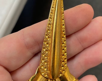 1 vintage art deco tall gold plated metal stamping  #8959