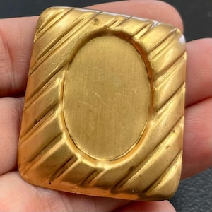 2 Vintage Brass Rectangle Metal Stamping Setting
