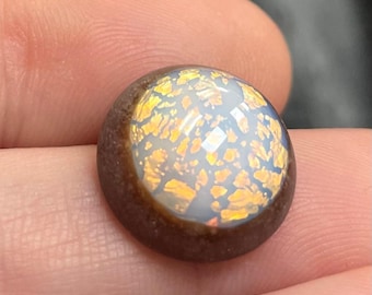 2 Vintage Opal Foiled German Round Glass Stones.