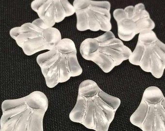 10 cuentas vintage de vidrio esmerilado alemán transparente