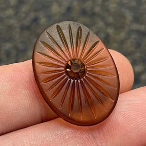 1 Vintage Amber Camphor Oval Glass Cabochon