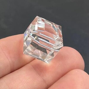 1 Vintage Clear Austrian Cube Crystal Bead