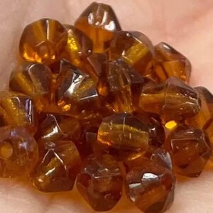 50 Vintage Topaz Bicone Transparent Glass Beads