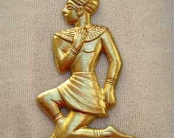 1 vintage brass egyptian figure metal stamping #8370