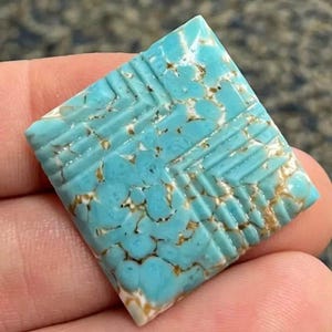 1 Vintage Blue Turquoise Japan Deco Matrix Glass Cabochon
