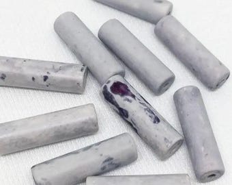 10 Vintage Purple Light Mottled Japan Porcelain Beads
