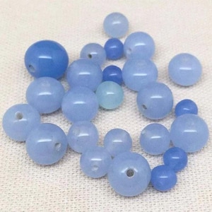25 Vintage Blue Japan Round Mixed Glass Beads