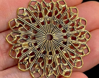 4 Vintage Antiqued Gold Filigree