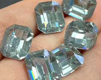 6 Vintage Alexandrite Octagon Glass Stones