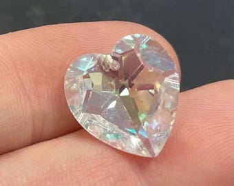 2 colgantes vintage de cristal Swarovski AB en forma de corazón