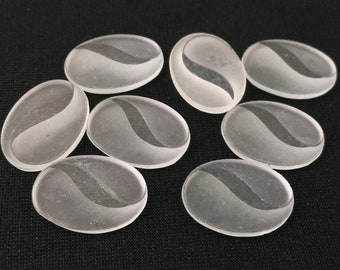 4 Vintage Frosted Clear Oval Glass Cabochons 18mm