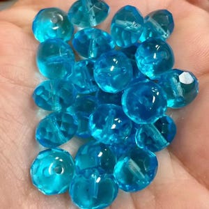 24 Blue Aqua Czech Rondelle Glass Beads