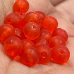 25 Vintage Orange Hyacinth Matte Czech Glass Beads