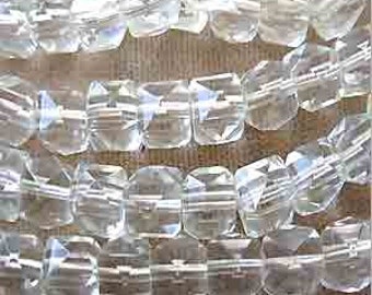 10 Vintage Japan Fancy Machine Cut Clear Glass Beads #9478