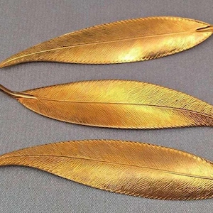 2 Vintage Brass Textured Leaf Stampings