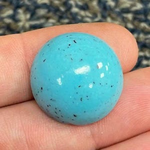 1 Vintage Blue Turquoise Japan Marbled Round Glass Cabochon