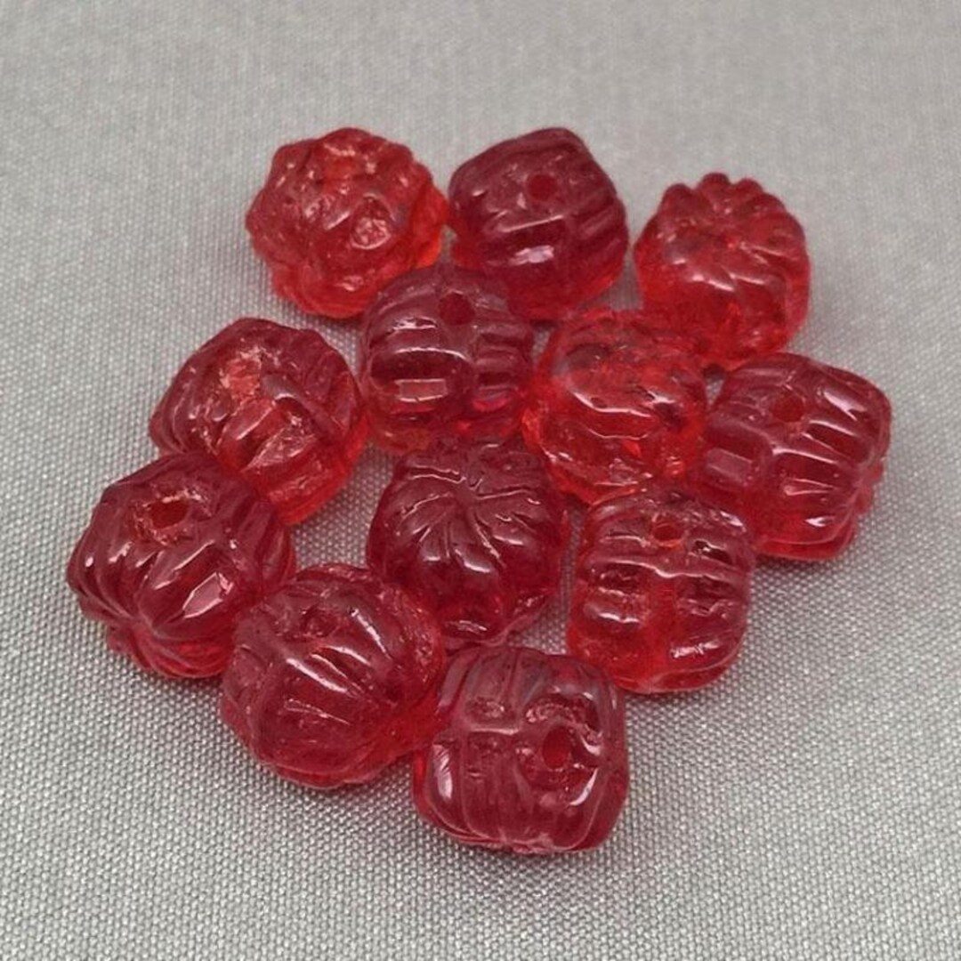 12 Vintage Translucent Candy Red Czech Pressed Glass Beads - Etsy