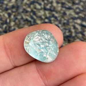 1 Vintage Blue Aqua Japan Foil Glass Cabochon