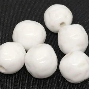 6 Vintage White Japan Baroque Glass Beads Cherry Brand