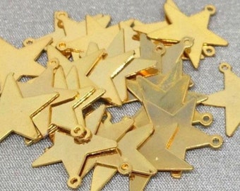 50 Gold Plated Metal Star Charms