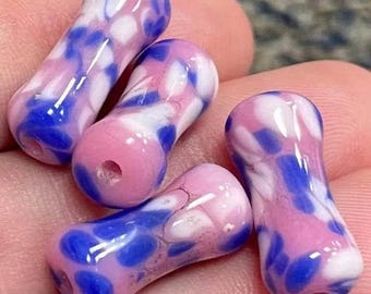 4 cuentas de vidrio vintage de color rosa y azul de la marca Cherry de Japón