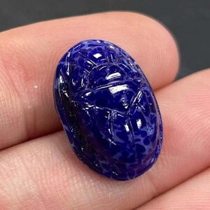 1 Vintage Blue Lapis Japan Scarab Oval Glass Cabochon