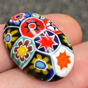 1 Vintage Italian Multi-Color Oval Cabochon